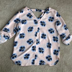 LOFT Bar Back Floral Blouse